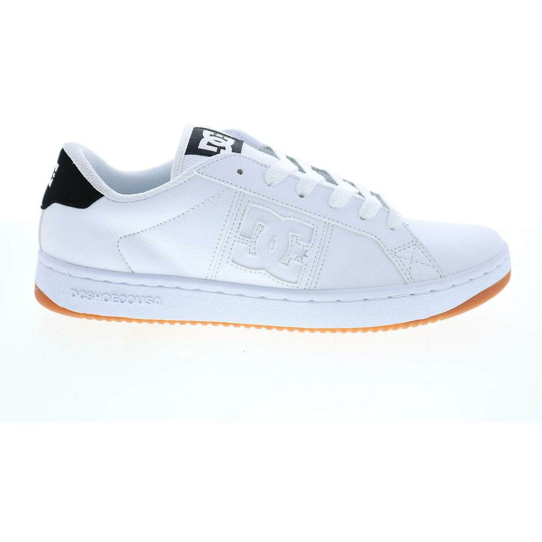 DC Striker men's shoes in White Gum with white leather upper and contrasting gum sole.
