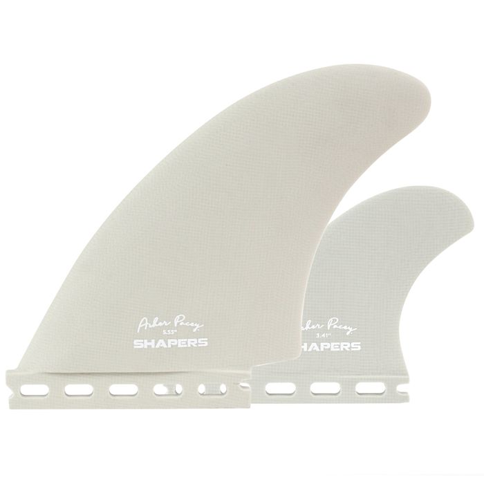 SHAPERS ASHER PACEY 5.55 SAND GREY GLASS TWIN FIN SINGLE TAB