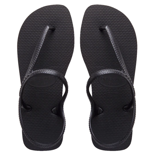 Havaianas Flash Urban Black Jandals — black wrap-around Brazilian sandals with cushioned sole, available at Freeride Surf & Skate NZ.