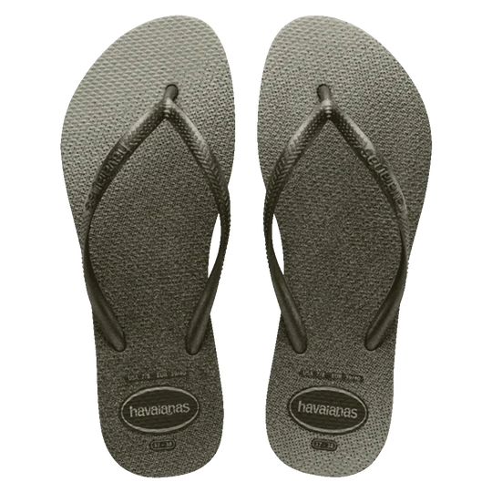 Havaianas Slim Gloss Green Jandals — slim green Brazilian sandals with gloss strap and cushioned sole, available at Freeride Surf & Skate NZ.