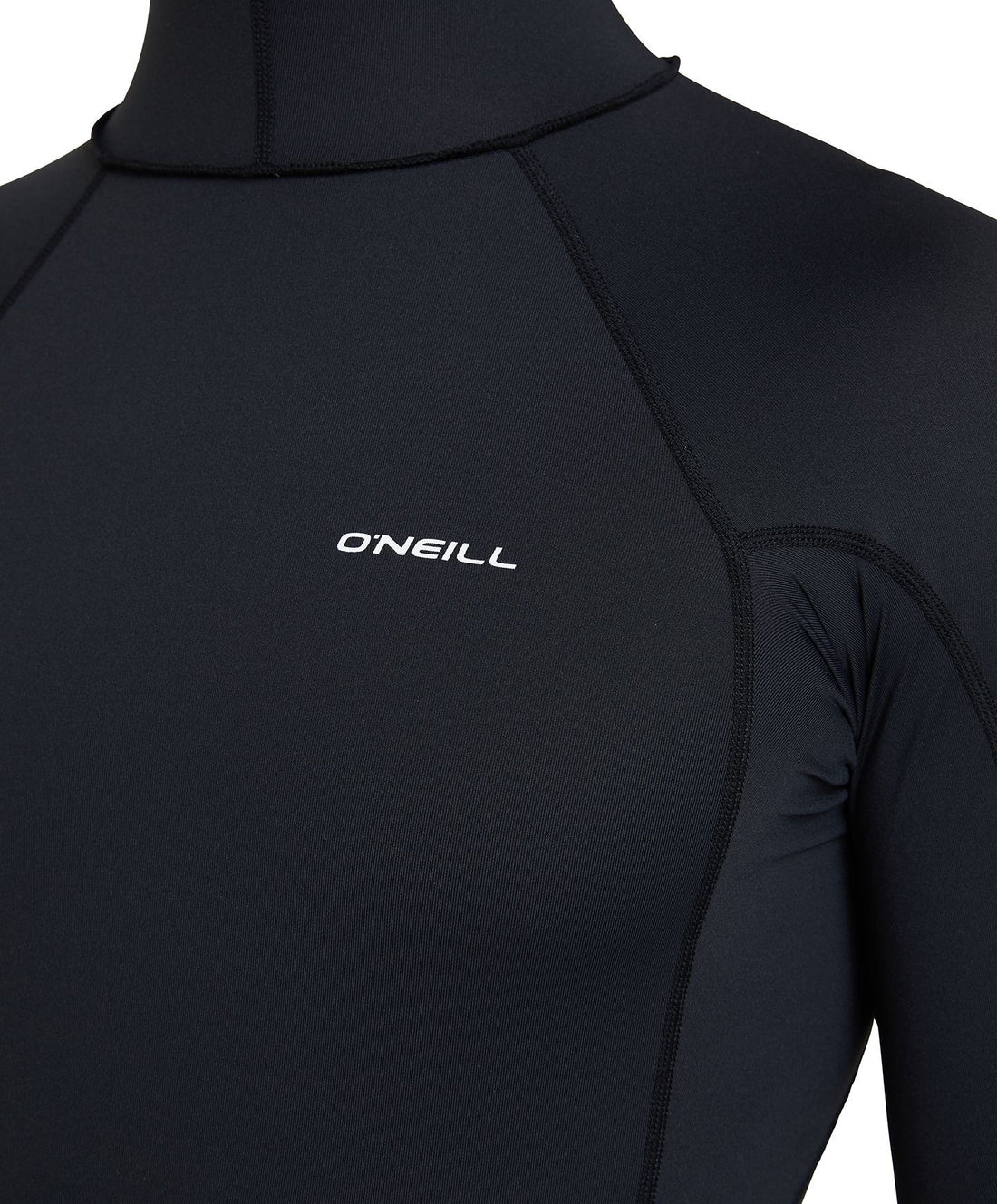 O'Neill Psycho Hooded UV Long Sleeve Crew in Black with integrated hood and UPF 50+ sun protection, available at Freeride Surf & Skate NZ.