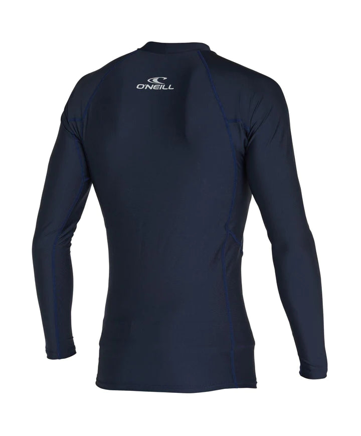 O'Neill Reactor UV Long Sleeve Rash Vest in Navy with a slim fit and UPF 50+ sun and rash protection, available at Freeride Surf & Skate NZ.