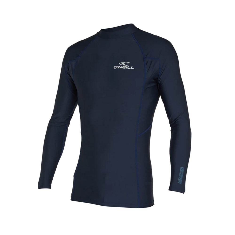 O'Neill Reactor UV Long Sleeve Rash Vest in Navy with a slim fit and UPF 50+ sun and rash protection, available at Freeride Surf & Skate NZ.