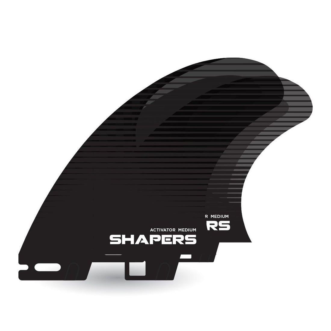 Shapers Activator Quad Stealth medium Shapers 2 tab surfboard fins available at Freeride Surf & Skate NZ.