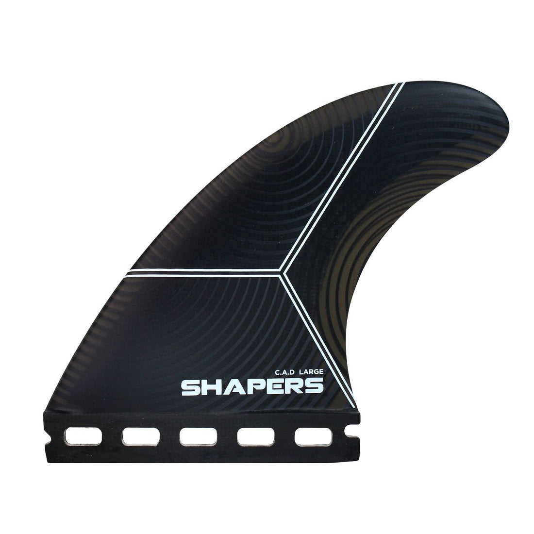 Control. Acceleration. Drive. Welcome to Shapers C.A.D, the All Rounder! A balanced / neutral template surfboard fin that offers a controlled feel that accommodates an exceptionally wide range of surfboards and surf conditions. Single tab fin that fits Futures boxes.