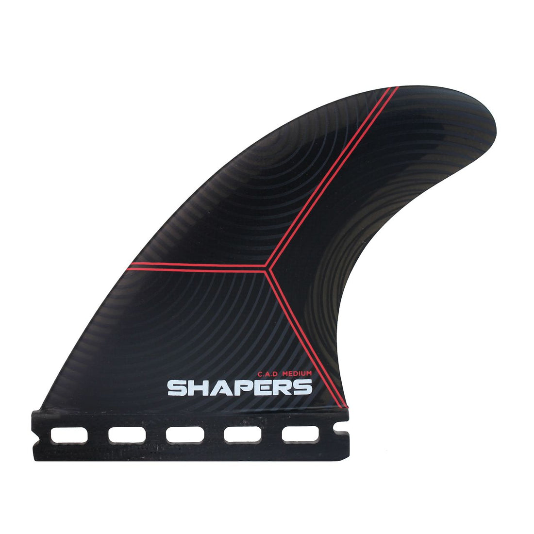 Control. Acceleration. Drive. Welcome to Shapers C.A.D, the All Rounder! A balanced / neutral template surfboard fin that offers a controlled feel that accommodates an exceptionally wide range of surfboards and surf conditions. Single tab fin that fits Futures boxes.
