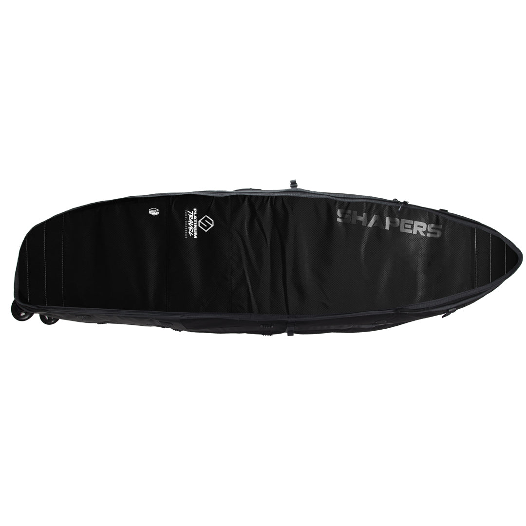 Shapers Global Wheely Surfboard Travel Bag 6’8" — wheeled multi-board surf travel coffin with heavy padding and internal tie-downs, available at Freeride Surf & Skate NZ.