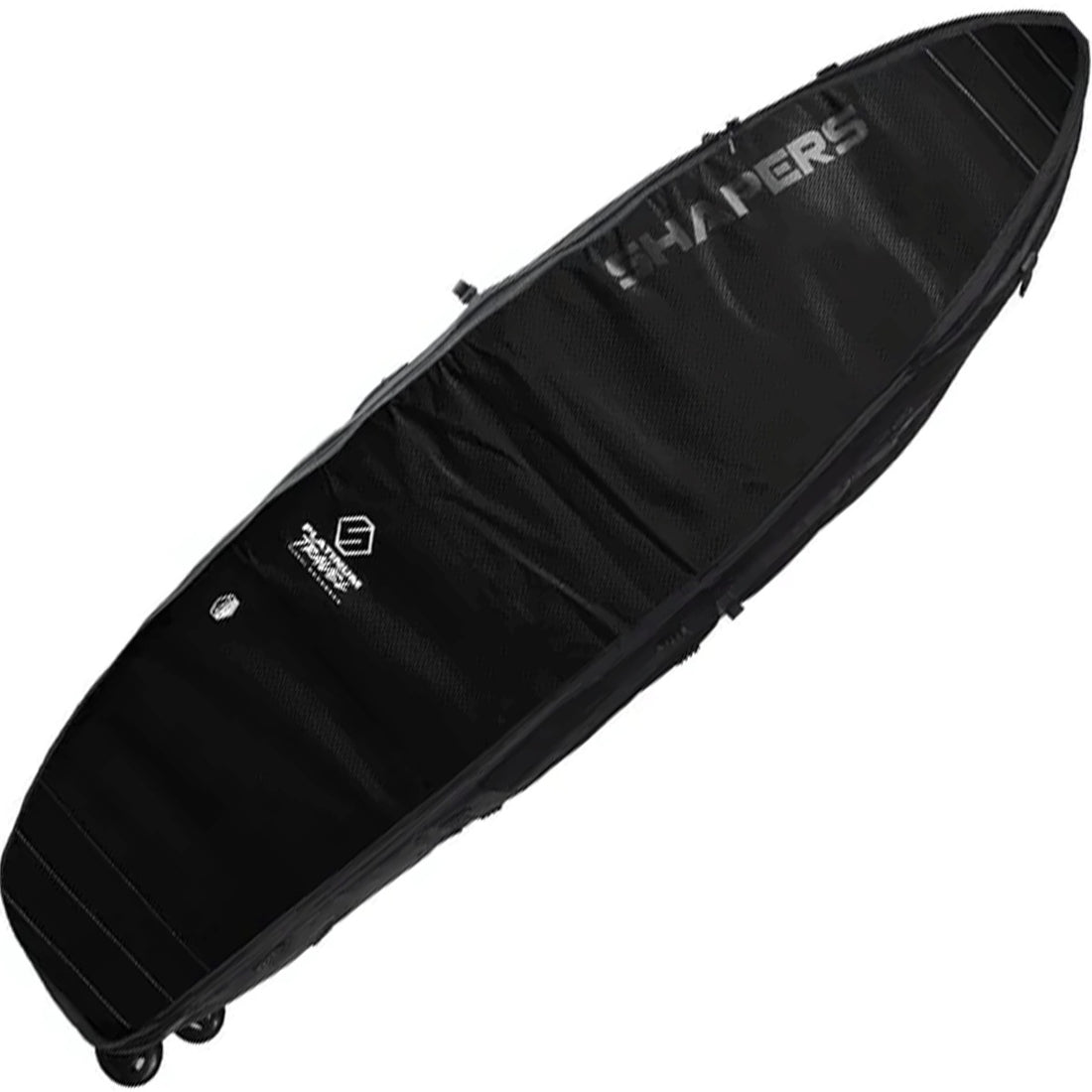 Shapers Global Wheely Surfboard Travel Bag 6’8" — wheeled multi-board surf travel coffin with heavy padding and internal tie-downs, available at Freeride Surf & Skate NZ.
