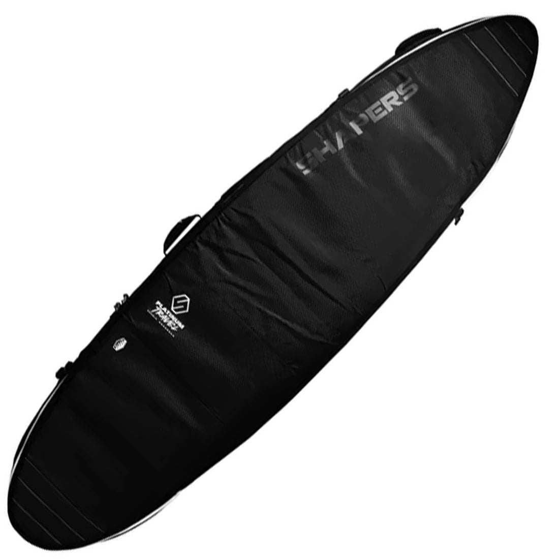 Shapers Platinum Series double surfboard cover is ultra lightweight and heavy duty. Perfect for long haul flights and remote travel. Fits 2 surfboards. Platinum board bags have extra padding and are reinforced in the nose, tail and rail for additional protection.