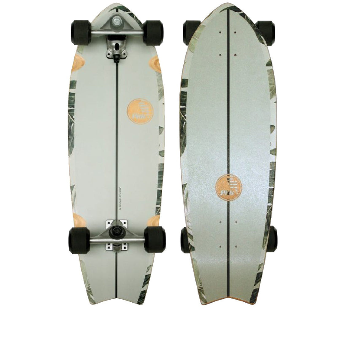Slide Fish Pavones 32-inch surf skate with swallow tail and 65mm wheels, available at Freeride Surf & Skate NZ.