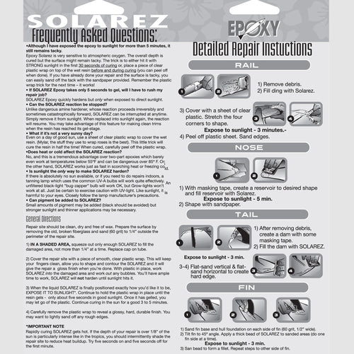 Solarez epoxy repair putty UV cure surfboard ding repair resin available at Freeride Surf & Skate NZ.