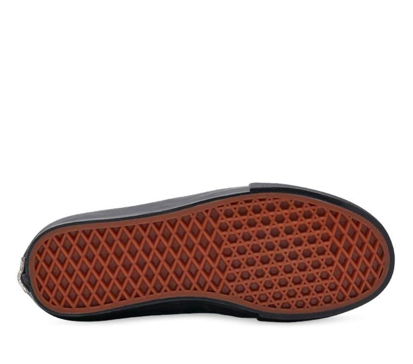 Vans Skate Authentic shoes in Black Black with suede and rubberised canvas upper, metal eyelets and black waffle sole.